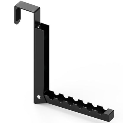 1 Pcs Black Folding Over Door Clothes Drying Laundry Rack Hooks - 6 Groves, Hanger for Clothes & Towels, Bedroom & Bathroom - color: Black-1pcs