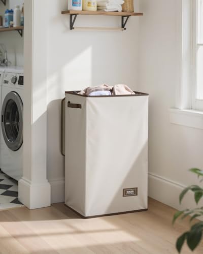 SOLEDI 90L Laundry Hamper with Lid, Large Collapsible Laundry Basket - color: Off-White, size: 90L