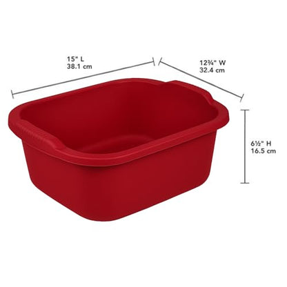 Plastic Wash Tub Dishpan Basin and Foot Bath for Soaking Feet - Red - color: Red