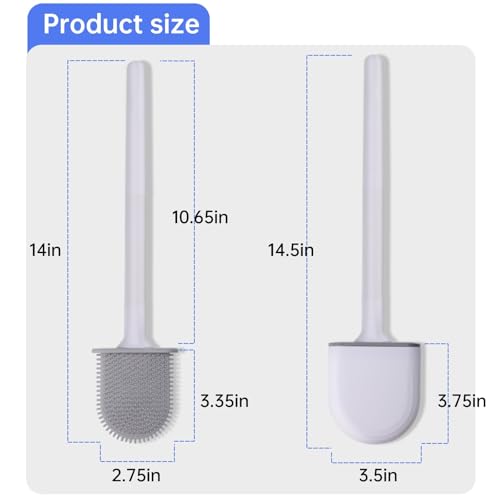RV Silicone Toilet Brush with Holder, Drill-Free Wall Mounted Toilet Bowl Cleaner, Anti-Drip Anti-Roll Compact Brush for RV Camper & Small Bathroom (Orange) - color: Orange