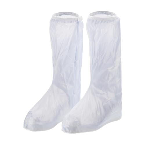 HARFINGTON Waterproof Shoes Cover L (US 11) Non-Slip Overshoes with Zipper - color: White, size: XXL (US 8)