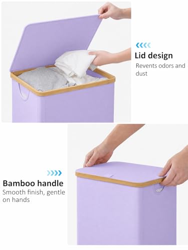 IEGrow Laundry Hamper with Lid,110L Laundry Basket with Mesh Bags,Purple - color: Purple, size: 110L
