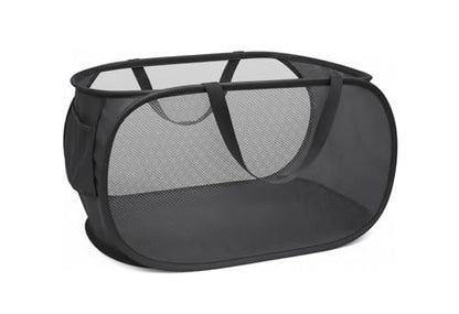 Collapsible Laundry Hamper Basket,Pop Up Mesh Foldable Bag for Laundry Room - color: Black