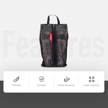pack all Shoe Bag for Travel, Water-Resistant Shoe Pouch for Sports - color: Black, style: 2 Pack