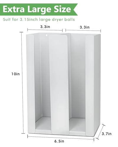 Magnetic Dryer Ball Holder - Iron Wool Dryer Balls Dispenser - laundry reusable magnetic organizer, Laundry Dryer Sheet Holder, Magnetic Laundry Balls for Dryer Basket Holder, White (No Balls)