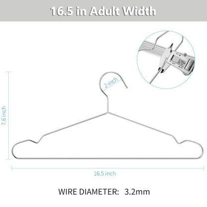 Stainless Steel Hangers, 40 Pack, 16.5 Inch, 15 lb Capacity - size: 40pack