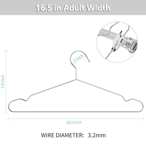 Stainless Steel Hangers, 40 Pack, 16.5 Inch, 15 lb Capacity - size: 40pack