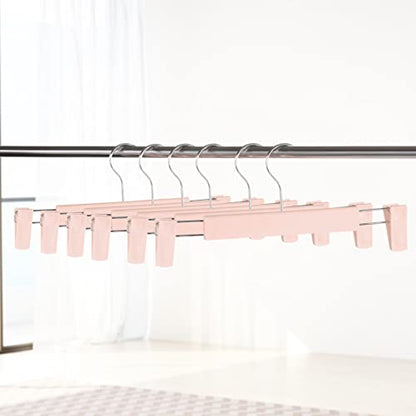 20 Pack Pants Hangers with Adjustable Non-Slip Clips Anti-Rust Hanging Hook for Trouser,Skirts,Jeans,Clothes Hangers Pink - color: Pink, size: 20 Pack