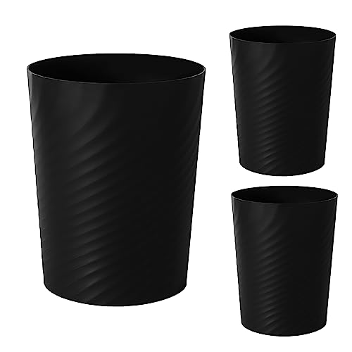 Plastic Small Bathroom Trash Can Wastebasket Garbage Can, Black, 3 Pack - color: Black, size: 1.8 Gallon/3 Pack