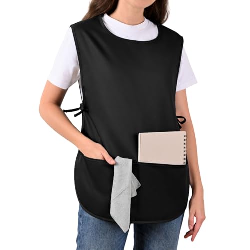 ROTANET Cobbler Apron for Women with Pockets, Waterproof Art Smock Aprons - color: Black
