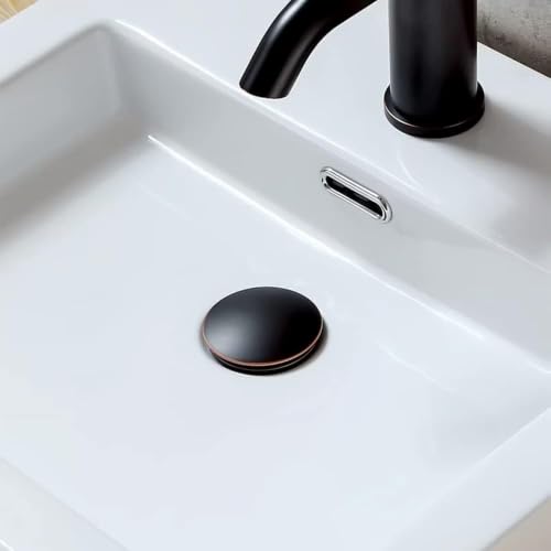 Bathroom Sink Drain with Overflow - Big Cap for Standard 1 3/4" Drain Opening - Pop Up Drain,Oil Rubbed Bronze - color: Oil Rubbed Bronze, size: With Overflow
