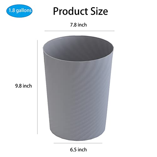 UUJOLY Plastic Small Bathroom Trash Can Wastebasket Garbage Can, Grey - color: Grey, size: 1.8 Gallon/1 Pack