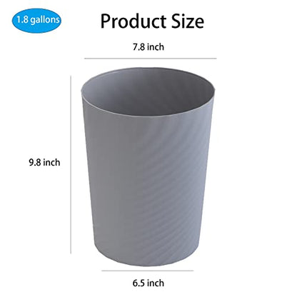 Plastic Small Bathroom Trash Can Wastebasket Garbage Can, Grey, 2 Pack - color: Grey, size: 1.8 Gallon/2 Pack