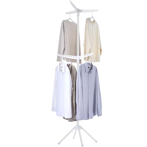 CASAMAYA Clothes Drying Rack Foldable, 74.8 inch 2 Tier Laundry Drying Rack with Rotating Clothes Rail for 54 Pieces of Clothes, Space Saving, Indoor, Stainless Steel, White CDR002W11 - color: White, size: 2-Tier Standard