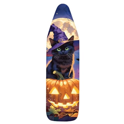Black Cat Pumpkin Ironing Board Cover and Pad Cover with Padding Standard Size Heat-Resistant Ironing Board with Elastic Edges Iron Boards Covers - color: Black Cat Pumpkin 5