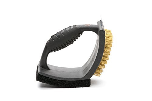 Outset Grill Cleaning Brush, V-Shaped BBQ Brush with Pad and Scraper - style: V Shaped