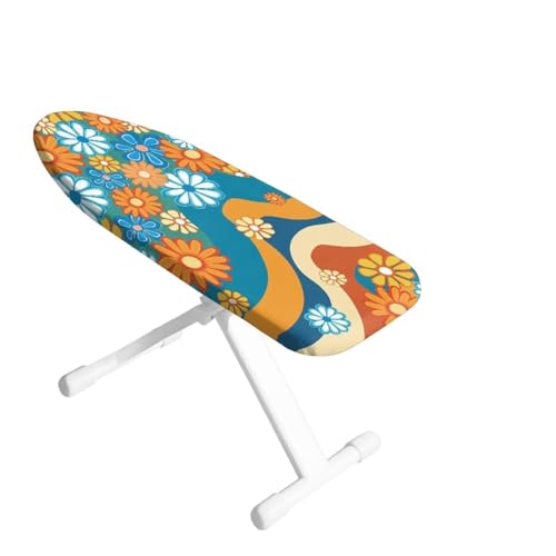 Small Ironing Board Cover Stretch Ironing Board Protector Scorch Resistant Iron Pad Dust Cover, 14x24 Inch, Retro Multicolor Flower Swirl Pattern - color: Retro Multicolor Flower Swirl Pattern