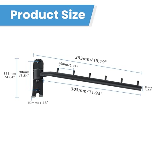 Mooche Swing Clothes Hanger Rack, Garment Racks 11.93" Long, Balck - color: Black, size: 1 Pack (6 Hooks)