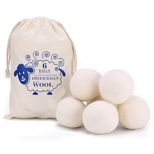 6pc Wool Dryer Balls, Dryer Balls for Laundry, Reusable Wool Dryer Balls
