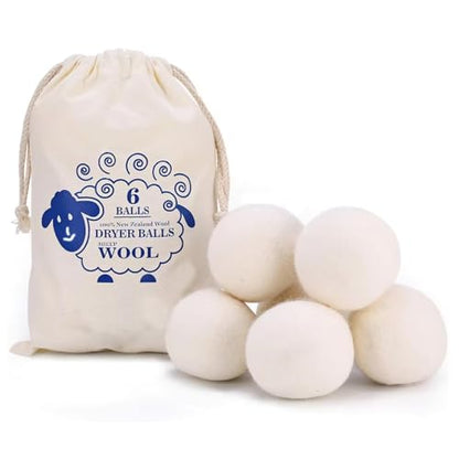 6pc Wool Dryer Balls, Dryer Balls for Laundry, Reusable Wool Dryer Balls