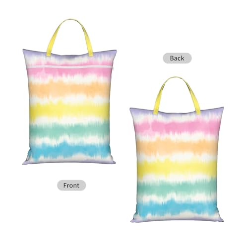 "colorful rainbow tie dye striped cute 2-Pack Travel Laundry Bags for Dirty Clothes- Large Waterproof Laundry Tote, Wet & Dry Use, Reusable Foldable Carry Handles for Vacation, Gym & Dorm" - color: Colorful Rainbow Tie Dye Striped Cute