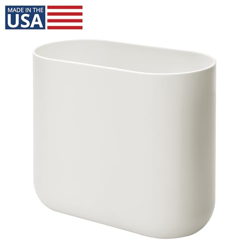 iDesign Small Slim Plastic Bathroom Trash Can, Coconut White - color: Coconut, style: Pack of 1