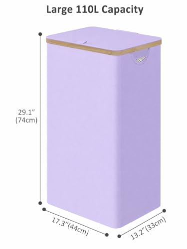 IEGrow Laundry Hamper with Lid,110L Laundry Basket with Mesh Bags,Purple - color: Purple, size: 110L