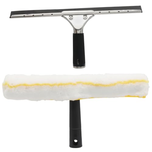 14 Inch Glass Squeegee & Microfiber Rotatable Window Scrubber, 2Pcs