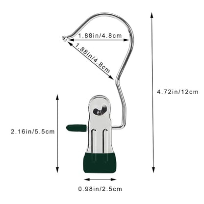 Hangers Clips,Stainless Multi Function Clip Hooks,Laundry Hanging Hooks Clips,Closet Hangers,Boot Clips， Hats Clips,Socks Clips,Pants Clips, Bras Clips (50, Dark Green) - color: Dark Green