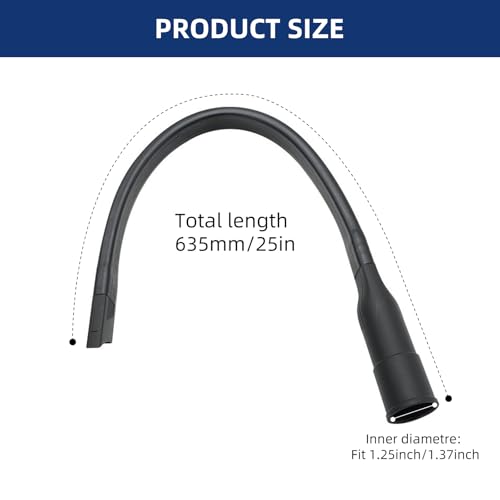 25" Long Flexible Crevice Tool Vacuum Cleaning Attachment for Vacuum Hoses Accepting 1-1/4"(32mm) or 1-3/8"(35mm) Inner Diameter Attachments