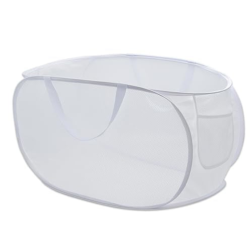 Sturdy Mesh Laundry Hamper Basket Bag,collapsible Pop up for Laundry Room - color: White, size: Pop Horizontal