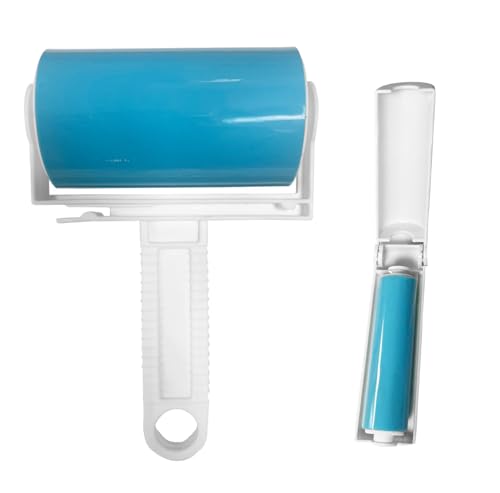 Reusable Sticky Lint Roller 2 Pack with Cover, Washable Portable Pet Hair Remover for Clothes, Travel, 1 Large and 1 Mini Size for Furniture, Car, Purse