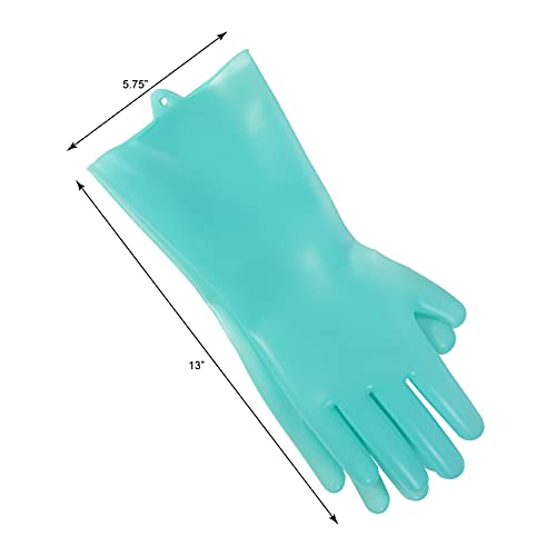 Scrubbing Gloves Heat Resistant Kitchen Scrubbers, One Size, Teal