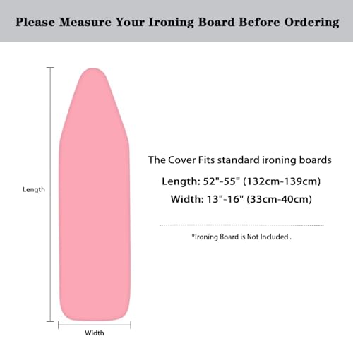 Ironing Board Cover and Pad Standard Ironing Board Full Size with Elastic Edge and Hook and Loop Fasteners Meat Pink Stain Resistant Cover for Ironing Board - color: Meat Pink