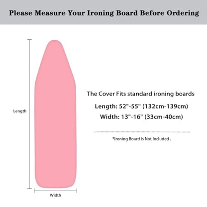 Ironing Board Cover and Pad Standard Ironing Board Full Size with Elastic Edge and Hook and Loop Fasteners Meat Pink Stain Resistant Cover for Ironing Board - color: Meat Pink