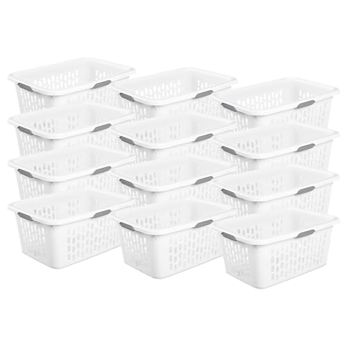 Sterilite Laundry Basket, Plastic Clothes Hamper, Large Rectangle Bin with Comfort Grip Handles and Reinforced Rim, 2 Bushel Capacity, White, 12 Pack - color: 2.0 Bushel - White, size: 12 Pack