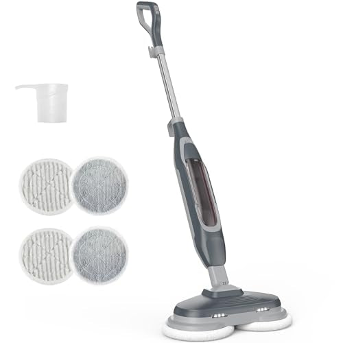 NEWBULIG Steam Mop, All-in-One Steam Mops for Floor Cleaning with Rapid Re-heat, Self-Standing Floor Steamer, 4 Rotating Scrub Pads, 2 LED Headlights, for Hardwood Floors & Tile
