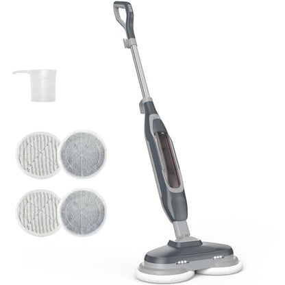 NEWBULIG Steam Mop, All-in-One Steam Mops for Floor Cleaning with Rapid Re-heat, Self-Standing Floor Steamer, 4 Rotating Scrub Pads, 2 LED Headlights, for Hardwood Floors & Tile