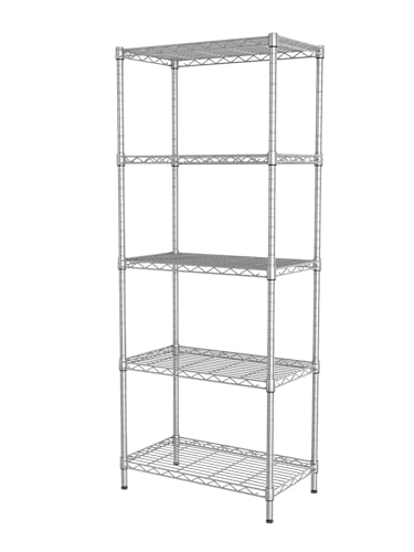 SINGAYE 5 Metal Shelves Wire Shelving Storage Shelf Adjustable Unit Pantry - color: Grey, size: 5 Tier 12"Dx22"Wx59"H