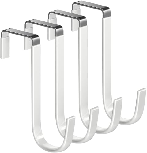 Mars-Rock Single Over Door Steel Hooks 4 Pack Fit 1-3/8" Door 5" White - color: A: 4Pack 5.0"Length