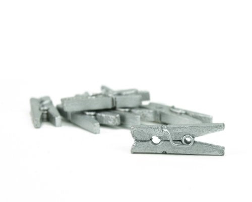 LWR CRAFTS Wooden Mini Clothespins 200 Per Pack 1" 2.5cm (Silver) - color: Silver