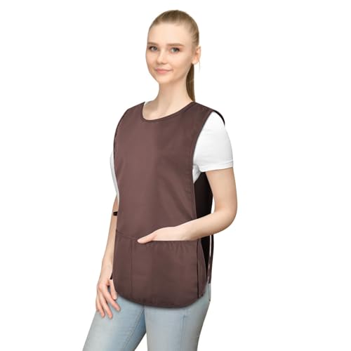 TFTAFAN Cobbler Apron Unisex Waterproof Apron with 2 Deep Pockets Art Smock for Painting Cleaning Artiest Apron work kitchen - color: Brown (Coffee)