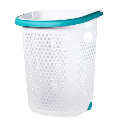 2 Pack, Rolling Plastic Laundry Hamper, White, Adult