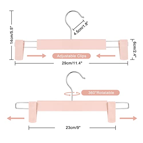20 Pack Pants Hangers with Adjustable Non-Slip Clips Anti-Rust Hanging Hook for Trouser,Skirts,Jeans,Clothes Hangers Pink - color: Pink, size: 20 Pack