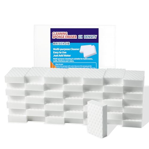 Magic Sponge Eraser,50 Pack Melamine Sponge Bulk,2X Density,Long Lasting - color: White（50pcs）, size: 3.93x2.36x0.79in