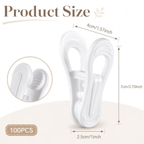 100 Pack White Plastic Hanger Clips for Baby Clothes Hanger Clips