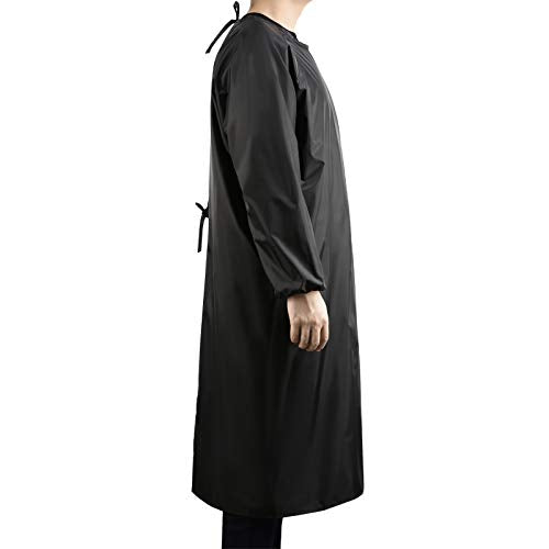 Surblue Waterproof Apron Long Sleeves, 47" Plus Size Aprons, Heavy Duty Smock Overalls for Lab Work, Cleaning, Work Shop, Dishwashing, Dog Grooming, Black - color: Z-black