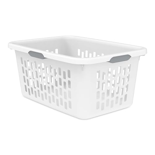 2-Bushel Plastic Laundry Hamper with 4 Ergonomic Handles – BPA-Free, Spacious Design for Household Use, White - color: Bright white 1pc