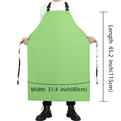 Heavy Duty Waterproof Apron,PVC, Adjustable Cross Strap,Chemical Resistant, for Butchering, Dishwashing, Food Factory - color: Green
