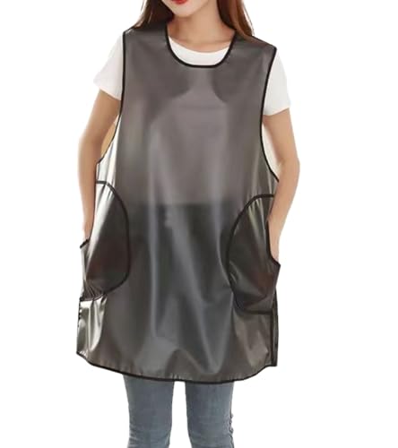 Women Home Waterproof Aprons,Cleaning Fish, Dog Grooming, Gardening, Cute Dishwashing Apron - color: With Pockets, size: Medium